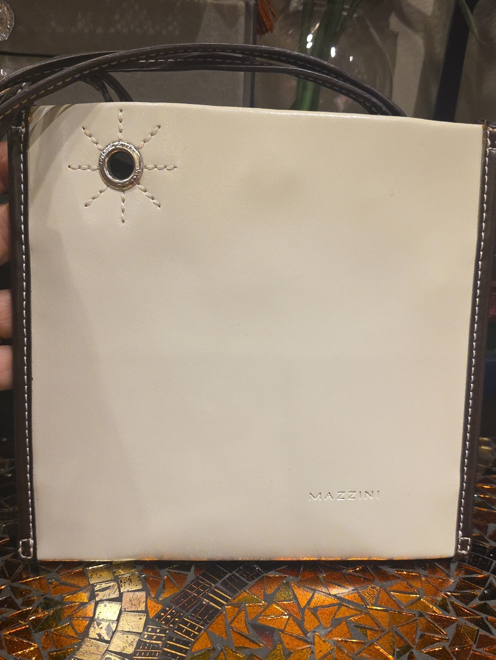 Cream and Brown Crossbody Bag